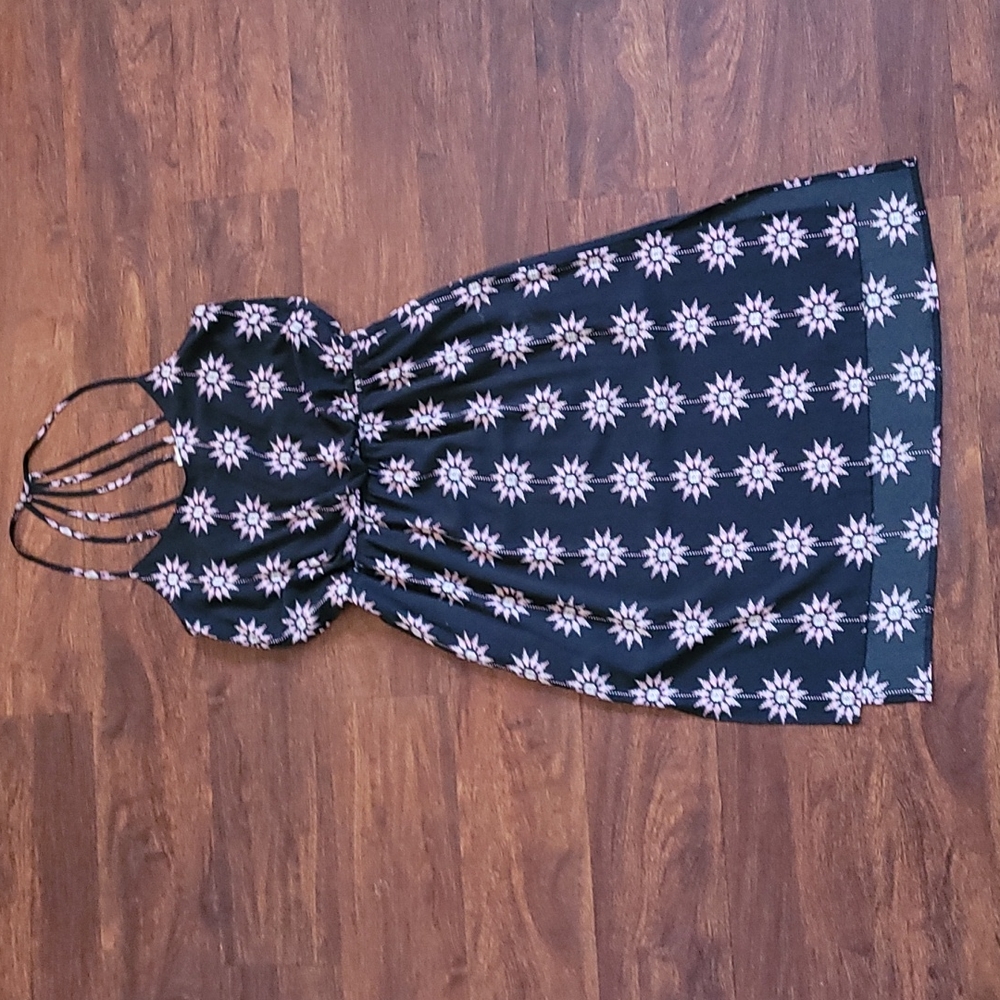 High low dress,  Black with pink flowers, size M